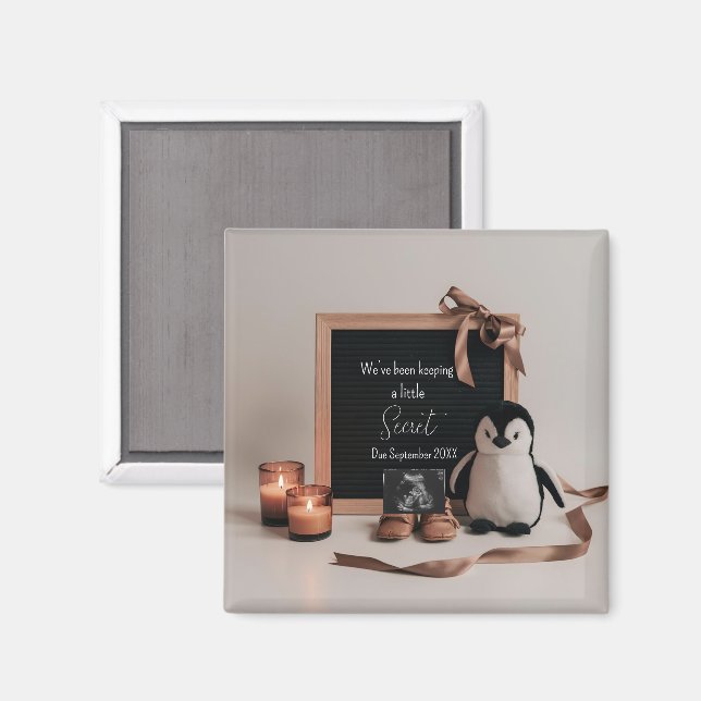 Íman Presente de anúncio de gravidez neutro e terroso b (Front/Back)