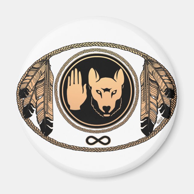 Íman Presente de Arte Nativa do Lobo das Primeiras Naçõ (Frente)