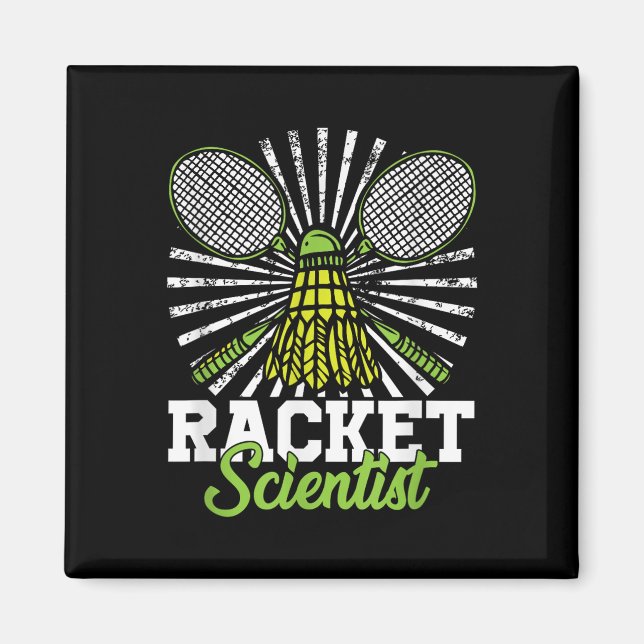 Íman Presente de Badminton Peteca Raquete Cientista Bad (Frente)