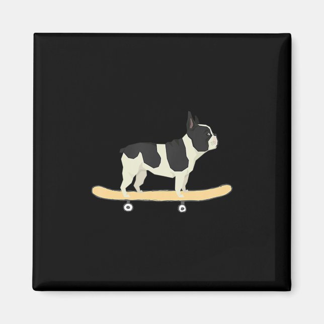 Íman Presente de Cachorrinho Bulldog Francês de Skate (Frente)