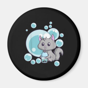 Íman Presente de Chá de Bolha de Gato Boba Tea Cats