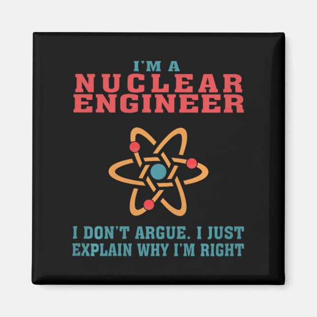Íman Presente de citação engraçada de engenheiro nuclea (Frente)