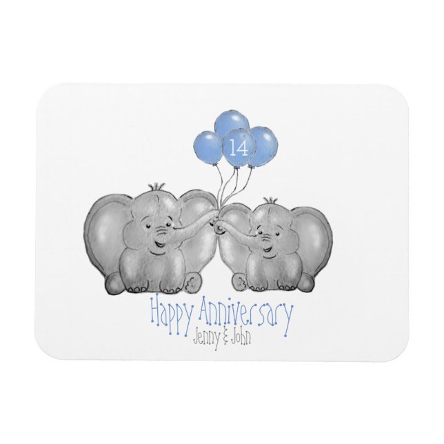 Íman presente de elefante do aniversário de casamento d (Horizontal)