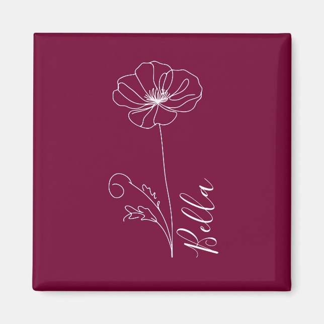 Íman Presente de Flor de Nascimento de Agosto Poppy par (Frente)