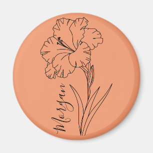 Íman Presente de Flor de Nascimento Gladiolus de Agosto