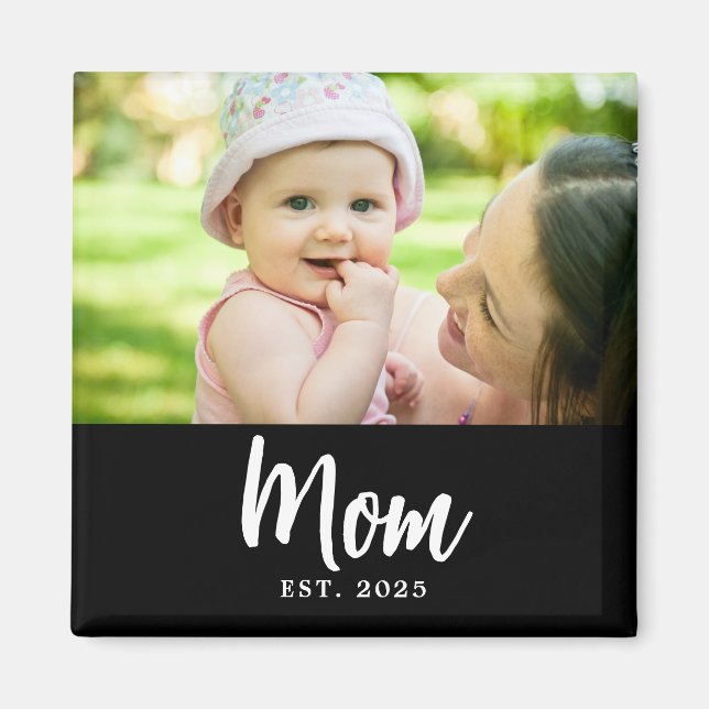 Íman Presente de Foto de Data de Fundação da Mamãe (Frente)