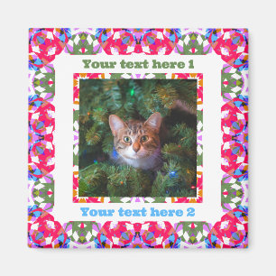 Íman Presente de Foto de Natal Festivo Vermelho Vermelh