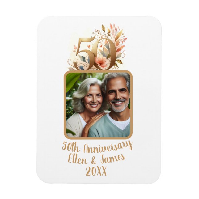 Íman Presente de Foto do 50º Aniversário de Casamento (Vertical)