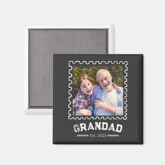 Íman Presente de Foto do Vovô Fundado (Front/Back)