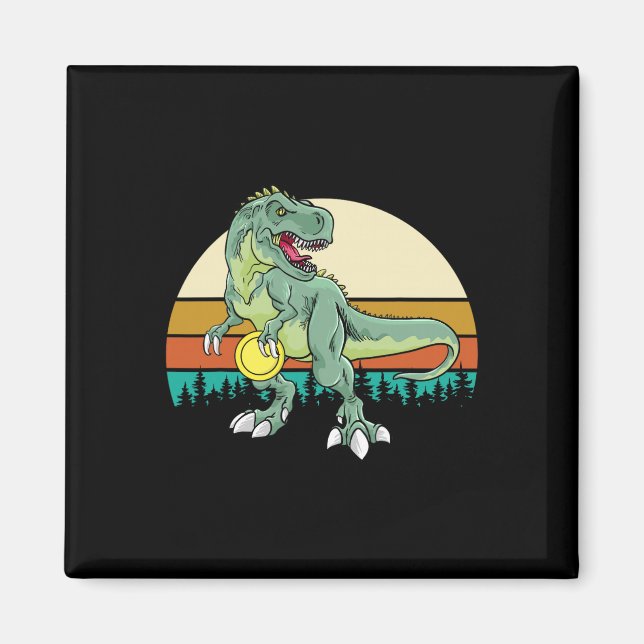 Íman Presente de Golfe de Disco Retro Dino Dinossauro T (Frente)