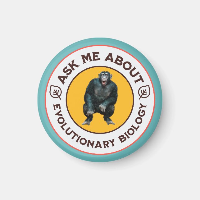 Íman Presente de Humor Nerd de Biologia da Evolução Div (Frente)