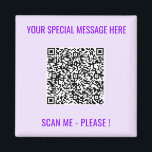 Íman Presente de ímã de código QR com texto personaliza<br><div class="desc">Escolha Cores e fontes - Magnet com suas informações especiais de código QR e texto personalizado Texto personalizado Texto moderno presente - Adicionar seu código QR - Imagem ou logotipo - foto / texto - nome ou outras informações / mensagem - Redimensionar e mover ou remover / adicionar elementos -...</div>