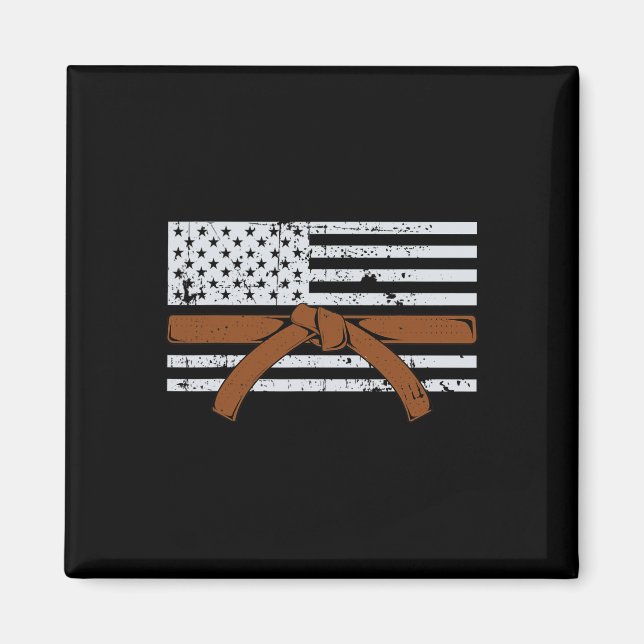 Íman Presente de Karatê da Bandeira Americana Lutador d (Frente)