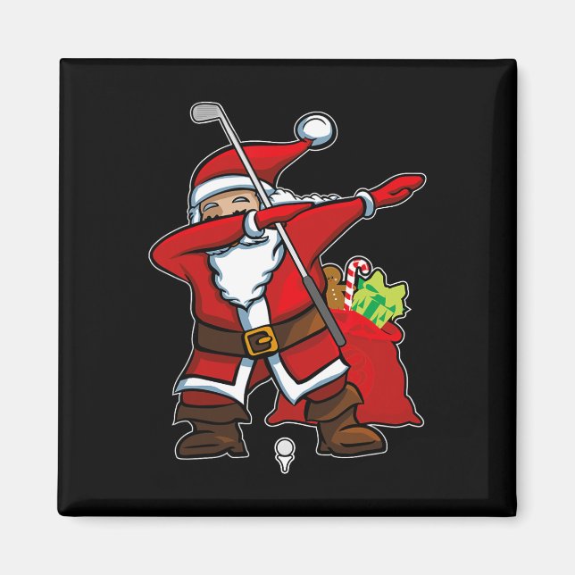 Íman Presente de Natal Dabbing Golfe Papai Noel Hip Hop (Frente)