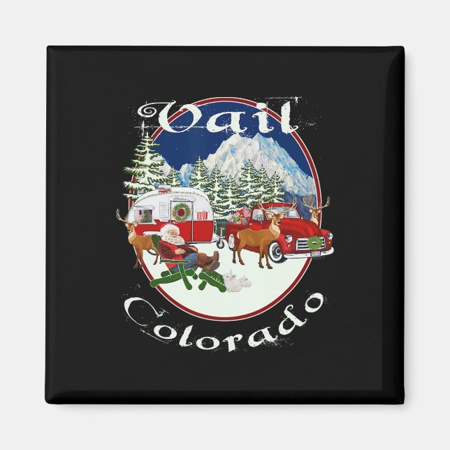 Íman Presente de Natal de Esqui das Montanhas Rochosas  (Frente)