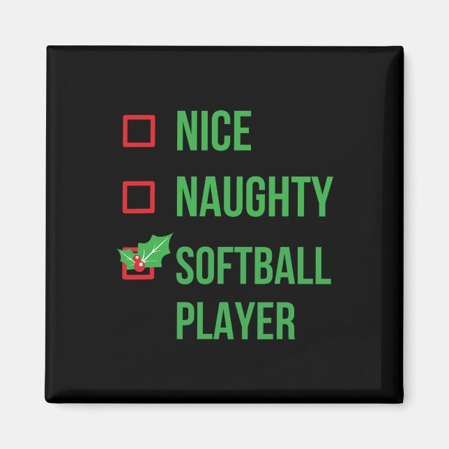 Íman Presente de Natal do Softball Funny Pajama (Frente)