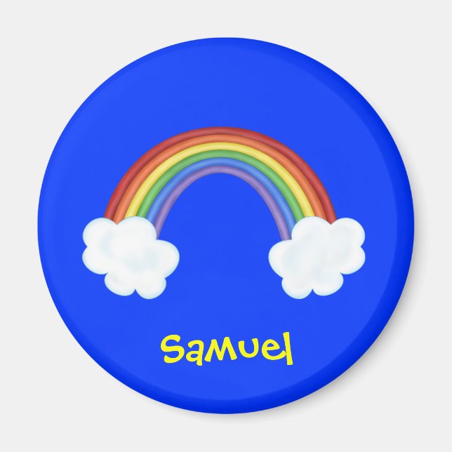 Íman Presente de Nome Personalizado do Arco-Íris e Nuve (Frente)