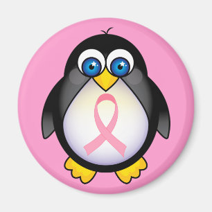 Íman Presente de Penguin de Fita Rosa de Câncer da Mama