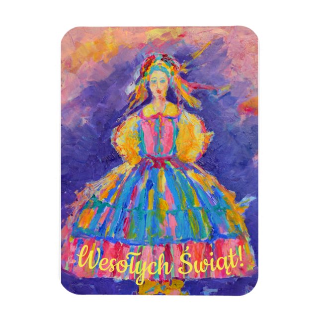 Íman Presente de Polônia Merry Christmas Wesołych Świąt (Vertical)