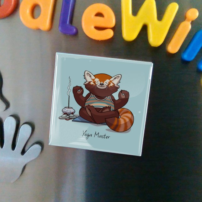 Íman Presente de professora de Yoga Panda Vermelho Arte (Criador carregado)
