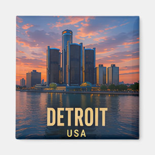 Íman Presente de Viagem à Beira Mar de Detroit Michigan