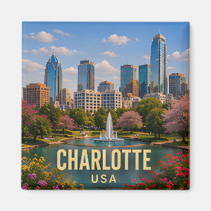 Íman Presente de viagem Charlotte Carolina do Norte Cen