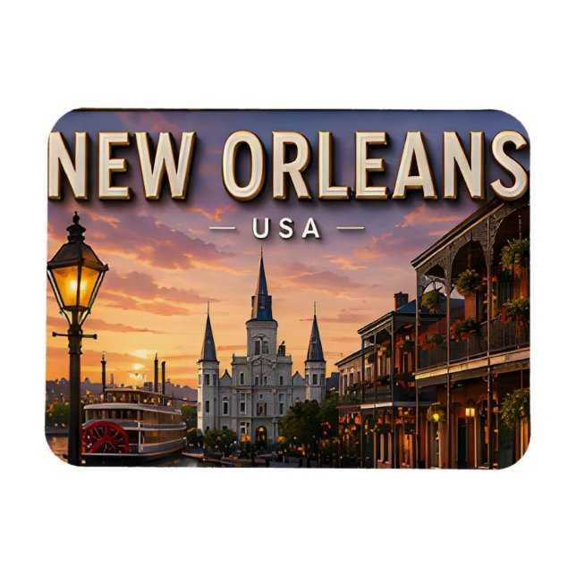 Íman Presente de Viagem de Nova Orleans Louisiana (Horizontal)