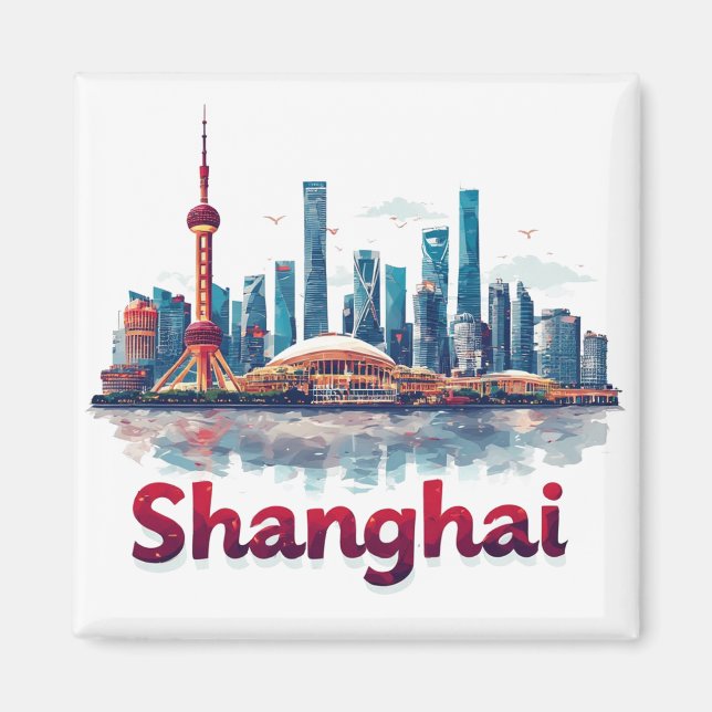 Íman Presente de Viagem de Xangai na China Memória 🗺️ (Frente)