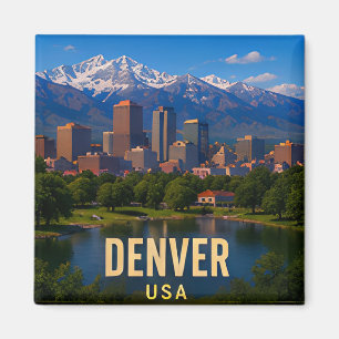 Íman Presente de viagem Denver Colorado Montanhas Rocho