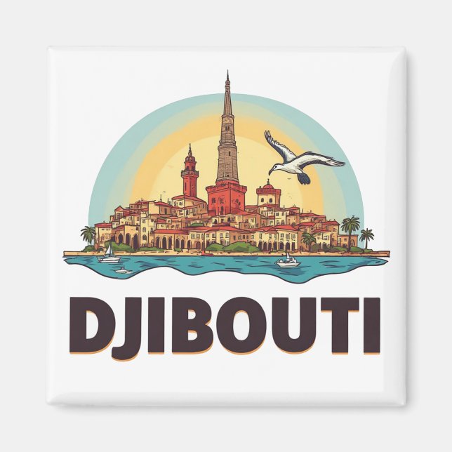 Íman Presente de Viagem Djibouti África 🗺️ (Frente)