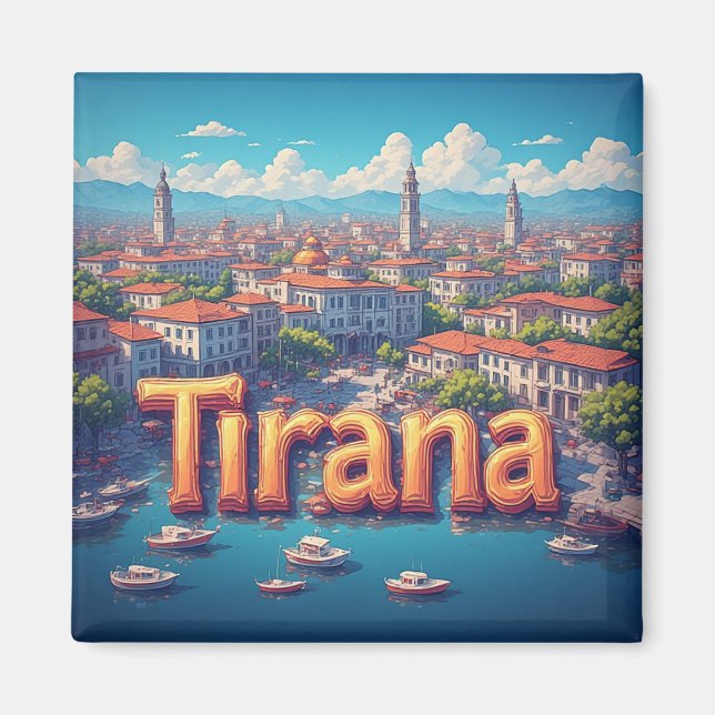 Íman Presente de Viagem Memória Cidade Tirana Albânia � (Frente)