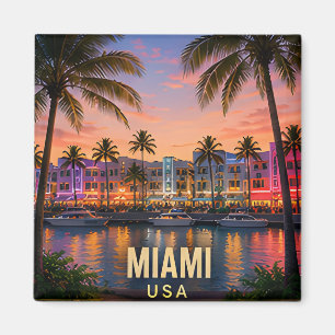 Íman Presente de Viagem Miami Flórida Orla Tropical