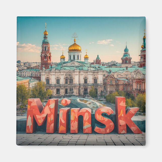 Íman Presente de Viagem Minsk Bielorrússia Para Visitan (Frente)