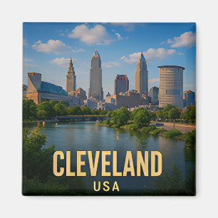 Íman Presente de Viagem para a Orla de Cleveland Ohio