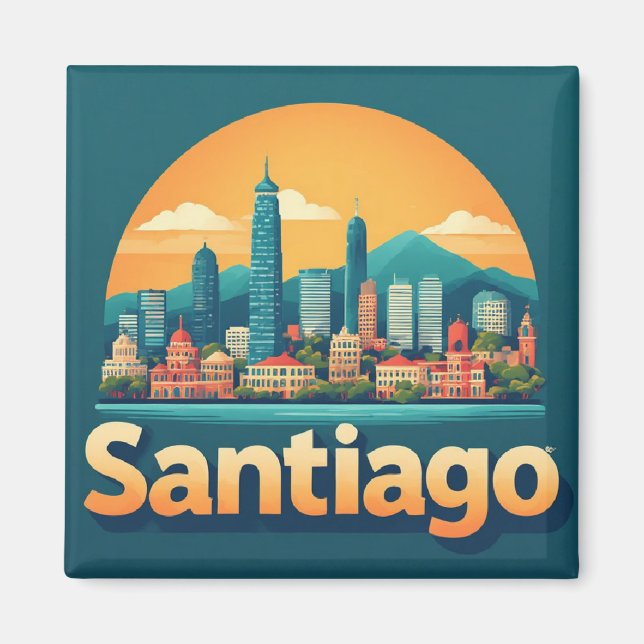 Íman Presente de Viagem para Exploradores de Santiago C (Frente)
