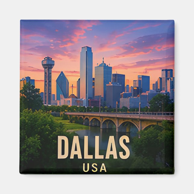 Íman Presente de Viagem Ponte de Dallas Texas (Frente)