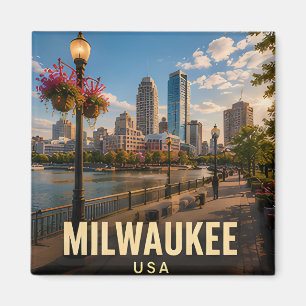 Íman Presente de Viagem Porto de Milwaukee Wisconsin