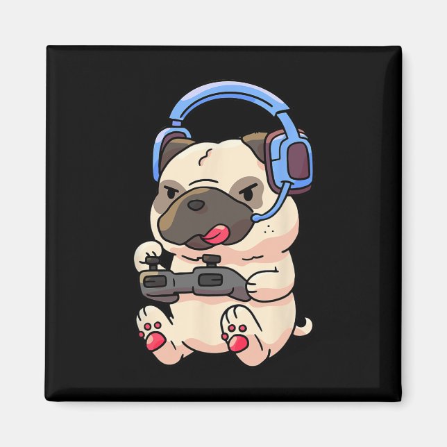 Íman Presente de Video Game de Pug Gamer Pugs  (Frente)