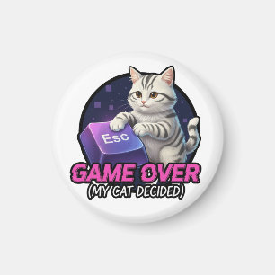 Íman Presente Divertido de Gamer Gato - Meu Gato Decidi