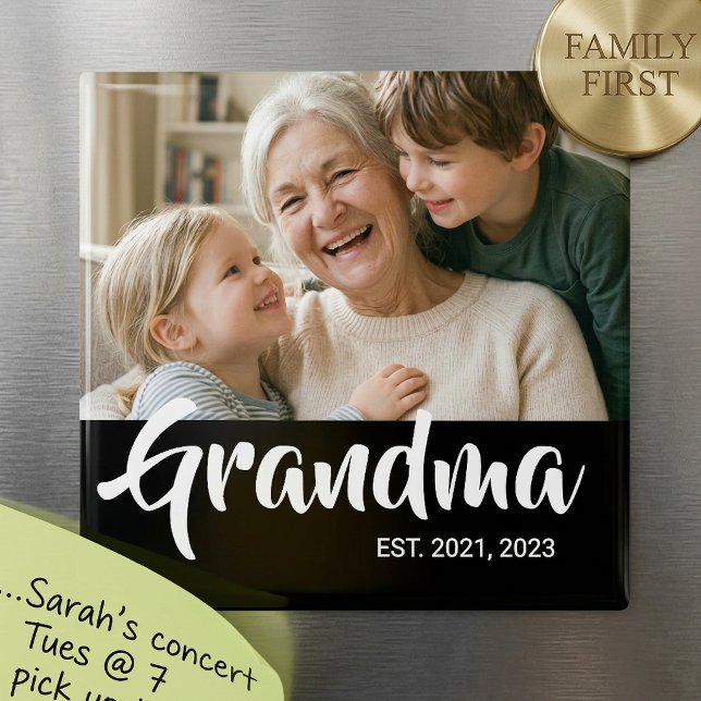 Íman Presente do Dia dos Avós com Foto da Vovó Fundador (Grandma Established Photo Gift Magnet)