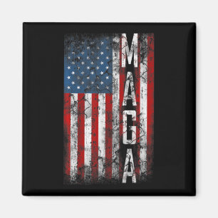 Íman Presente do Vintage Grunge MAGA American Flag Love