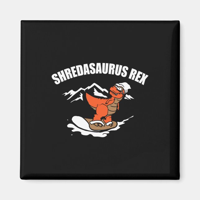 Íman Presente engraçado de dinossauro de snowboard para (Frente)