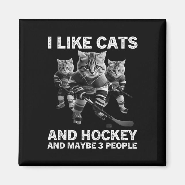 Íman Presente Engraçado de Hockey de Gato para Introver (Frente)