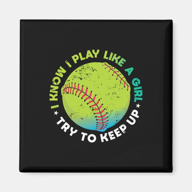 Íman Presente engraçado de jogo de softball para mulher (Frente)