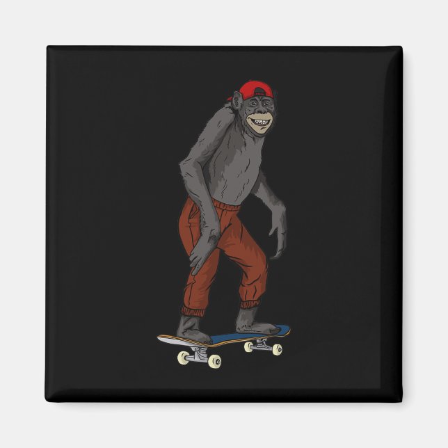 Íman Presente Engraçado de Macaco de Skate para Skate e (Frente)