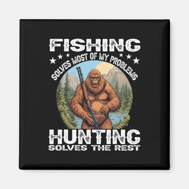Íman Presente engraçado de pesca e caça Humor de Hallow (Frente)