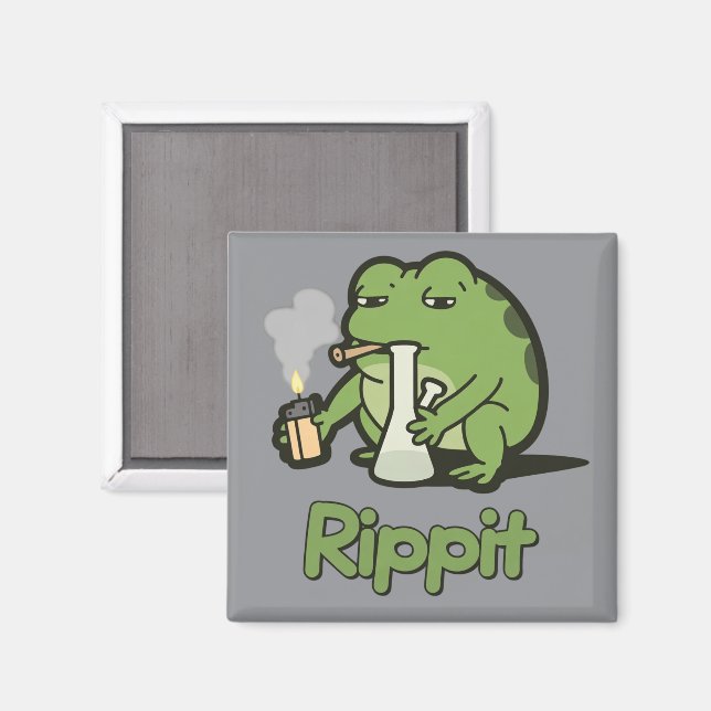 Íman Presente engraçado de Rippit Funny Frog Stoner, Rã (Front/Back)