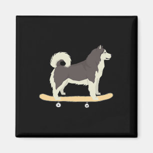 Íman Presente engraçado de skate de Husky Siberiano par