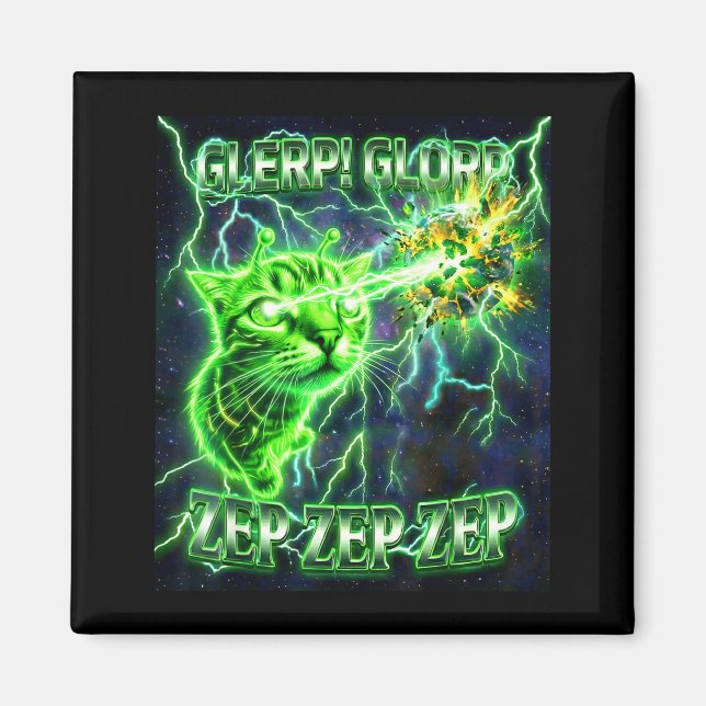 Íman Presente Engraçado Glerp Glorp Alien Gnarp Gato Al (Frente)