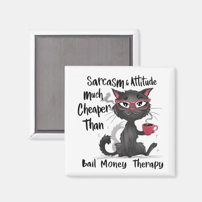 Íman Presente engraçado para amantes de gatos com sarca (Front/Back)